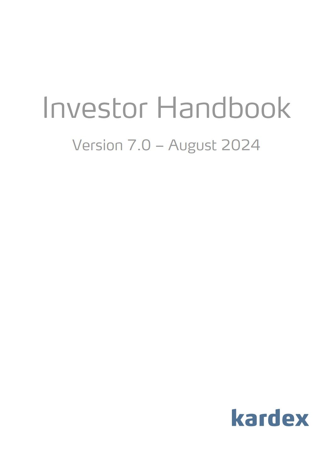 Investor Handbook Version 7.0 Cover